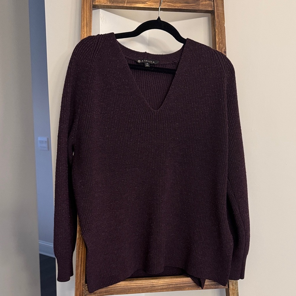 Aritzia V-Neck Sweater - Rich Burgundy